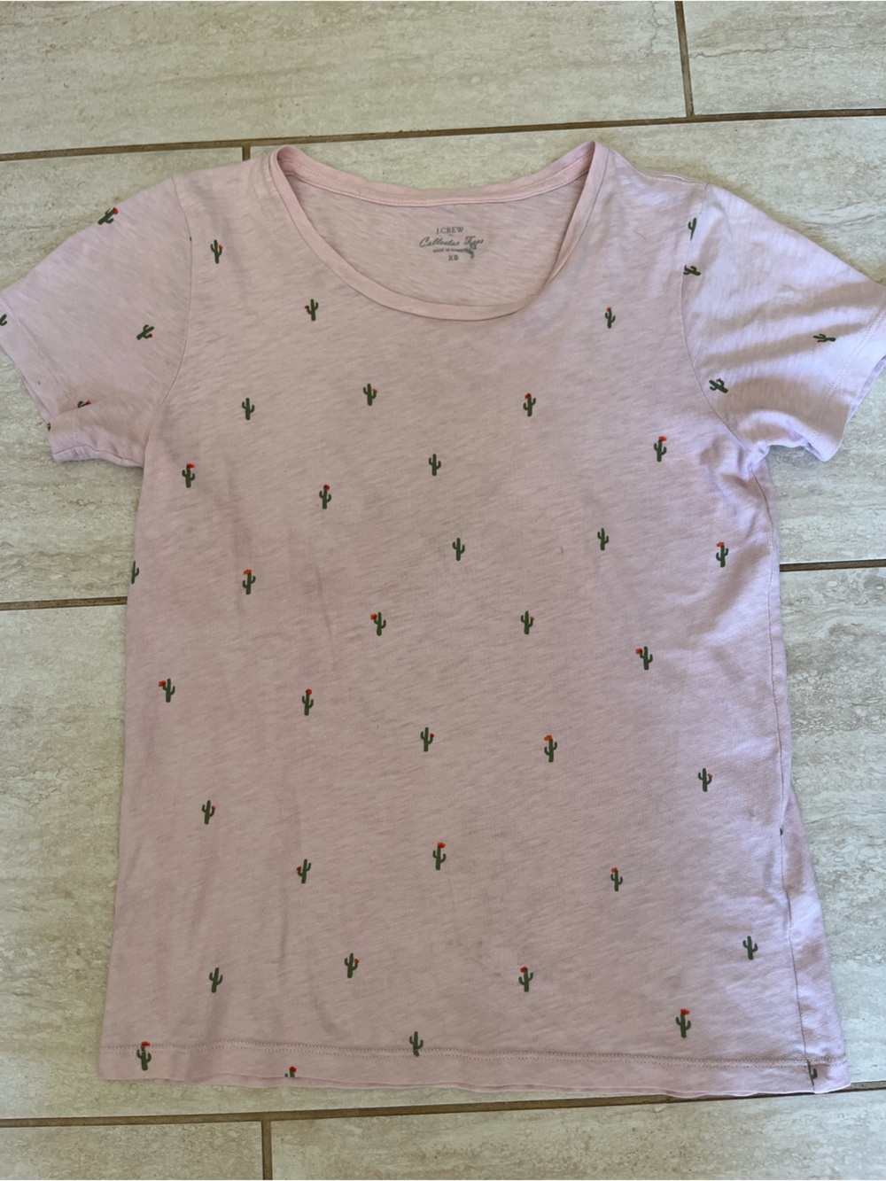 J.Crew Pink Cactus Graphic Collector Tee Women’s XS Desert Casual Shirt